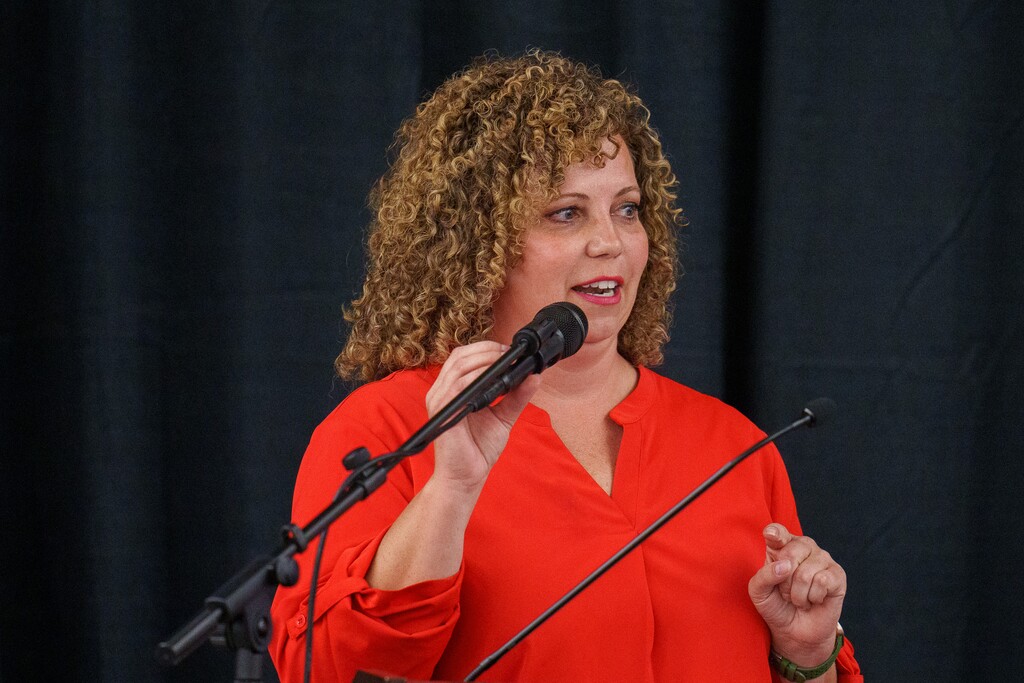 (Trent Nelson | The Salt Lake Tribune) Celeste Maloy as the Utah Republican Party holds its quarterly State Central Committee meeting in Sandy on Saturday, Aug. 19, 2023.