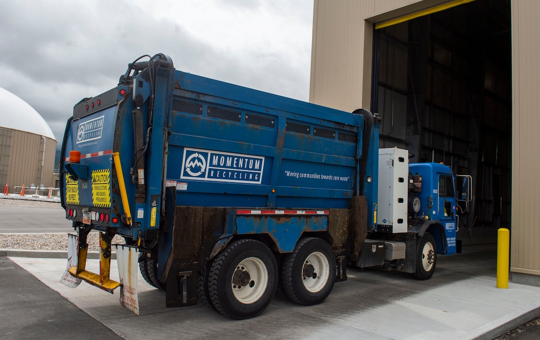(Rick Egan  |  The Salt Lake Tribune)    A truck filled with food waste from Momentum recycling enters Wasatch Resource Recovery in North Salt Lake.  Friday, May 24, 2019.