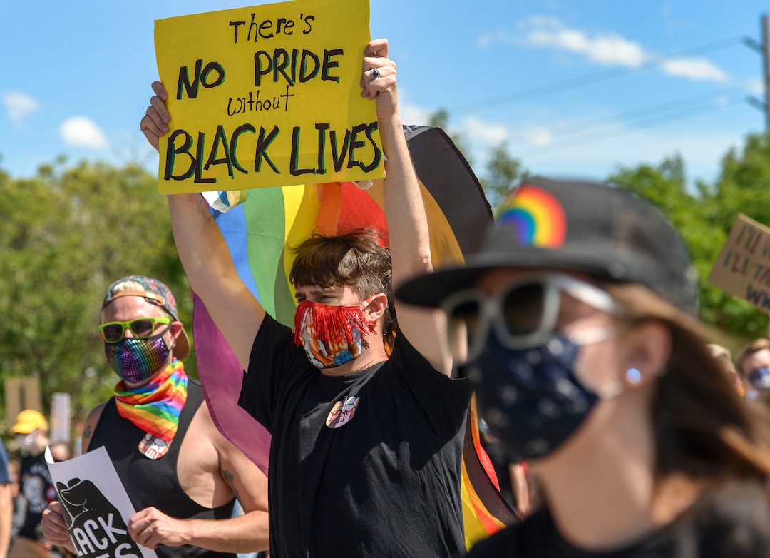 (Leah Hogsten  |  The Salt Lake Tribune) Over 1,000 Pride for Black Lives Matter supporters rallied at Liberty Park, Sunday, June 14, 2020 for over three hours before marching throughout Salt Lake City to join the Las Vidas Negras Importan Rally at Washington Square.