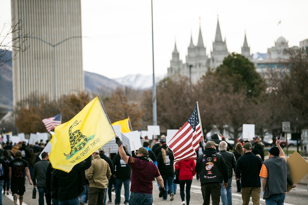 (Chris Detrick | The Salt Lake Tribune)  Participants hold signs during the March Before Our Lives rally near West High School in Salt Lake City Saturday, March 24, 2018.