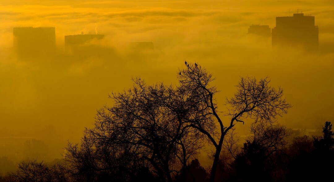 (Steve Griffin  |  The Salt Lake Tribune) The Salt Lake City skyline is obscured by dense fog as an inversion settles over the valley Tuesday December 26, 2017.