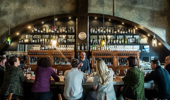 Chris Detrick  |  The Salt Lake Tribune
Sommelier Louis Koppel conducts a wine class at BTG Wine Bar Friday February 19, 2016. 