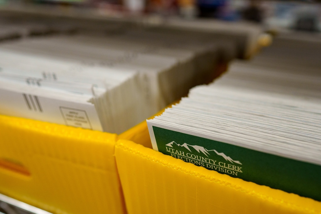 (Trent Nelson  |  The Salt Lake Tribune) The ballot counting center at Utah County's Administration Building in Provo on Tuesday, Nov. 5, 2024.