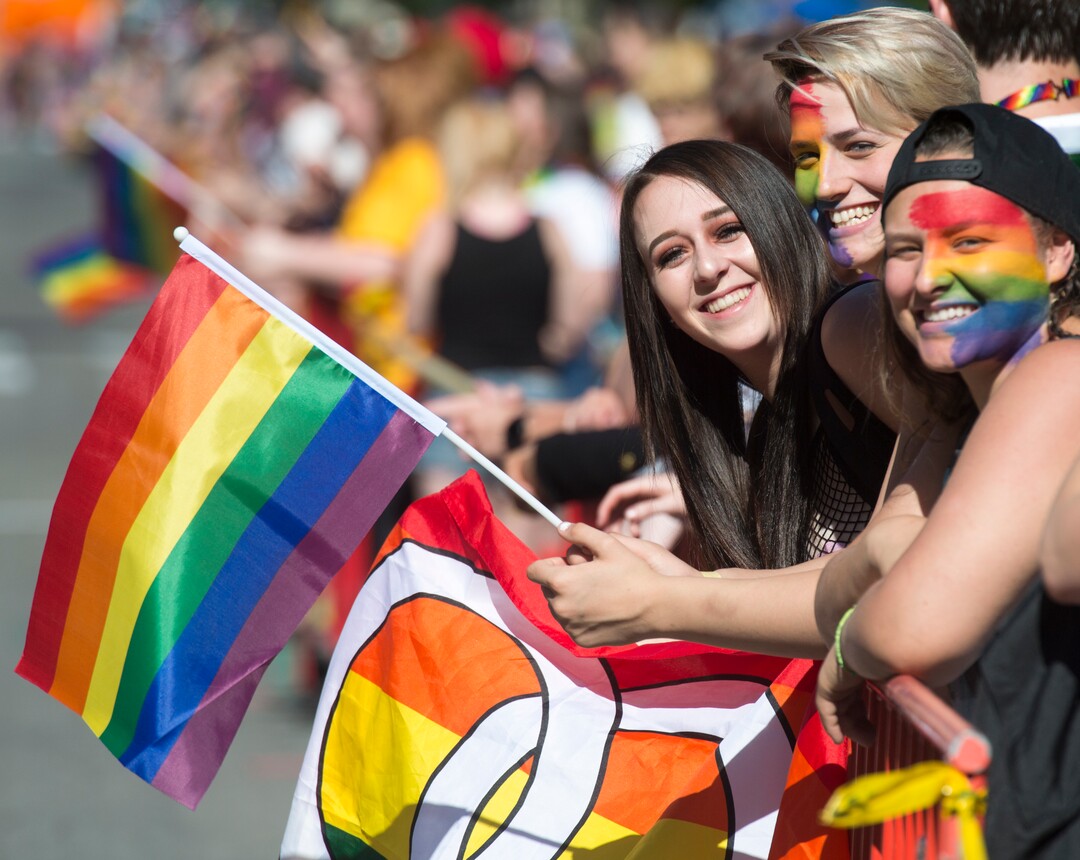 (Rick Egan  |  The Salt Lake Tribune)    Kylee Galbraith, Brittany Hartman, and Nicole Lee at the Utah Pride Parade,  in Salt Lake City, Sunday, June 3, 2018.