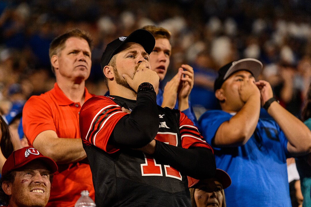 (Trent Nelson | The Salt Lake Tribune)  Fans as BYU hosts Utah, NCAA football in Provo, Saturday September 9, 2017.