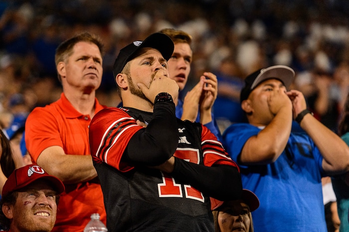 (Trent Nelson | The Salt Lake Tribune)  Fans as BYU hosts Utah, NCAA football in Provo, Saturday September 9, 2017.