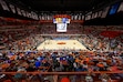 Oklahoma State and BYU fans in the stands in the second half of an NCAA college basketball game, Wednesday, Feb. 4, 2026 in Stillwater, Okla. (AP Photo/Mitch Alcala)