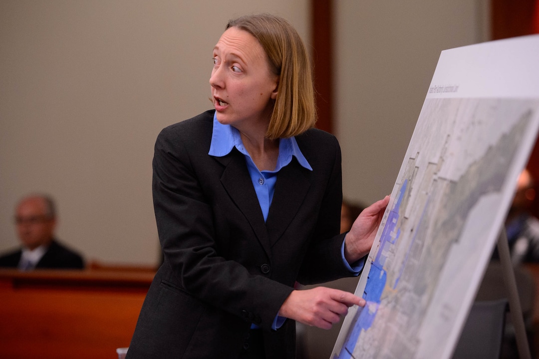 (Trent Nelson  |  The Salt Lake Tribune) Senior City Attorney Samantha Slark during a hearing on Salt Lake City’s case against the creation of the Utah Inland Port, a controversial international trading hub planned for a large swath of the municipality’s northwestern side, in Salt Lake City on Monday Nov. 18, 2019.