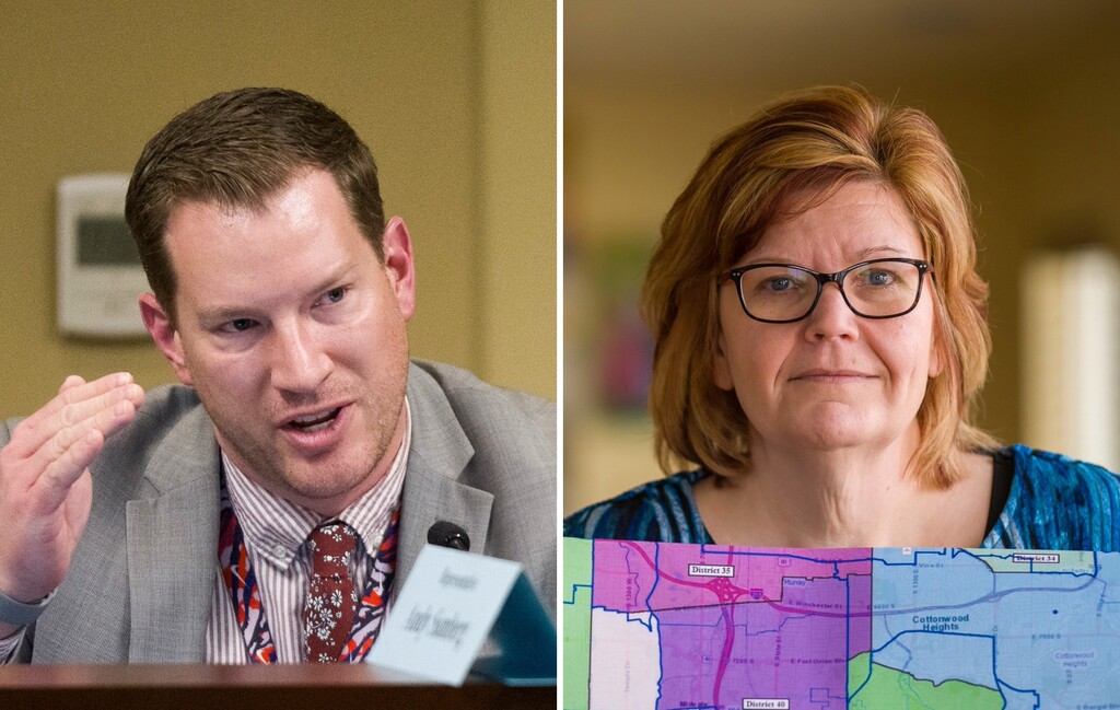 (The Salt Lake Tribune) Andrew Stoddard, left, and Wendy Davis, candidates for the Democratic nomination for House District 40.