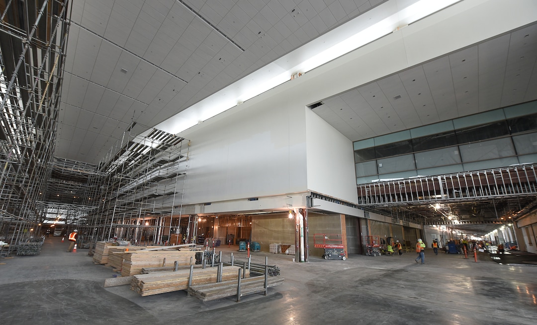 (Francisco Kjolseth  |  The Salt Lake Tribune)  What is scheduled to be known as The Canyon, to the left, begins to take shape within Concourse A as Salt Lake City International Airport announces food concessionaires for the first phase of the new expanded airport during a tour on Wed. Feb. 20, 2019.