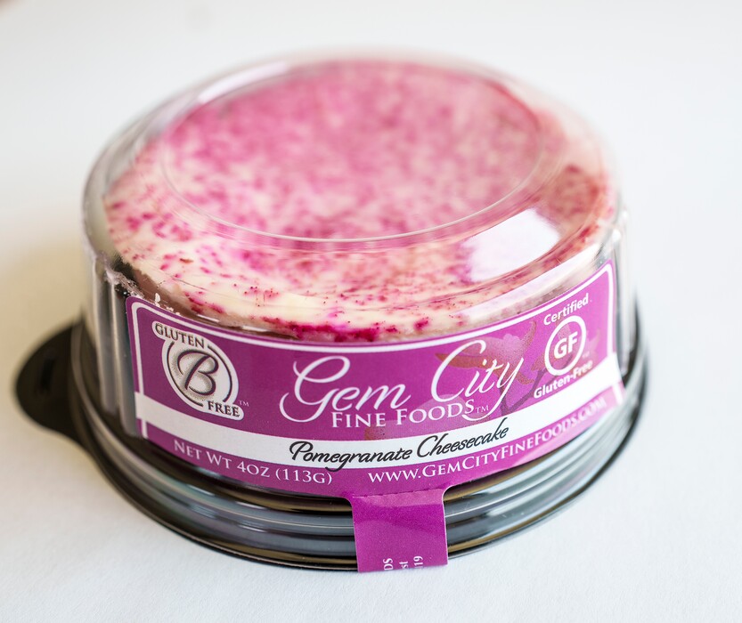 (Leah Hogsten | The Salt Lake Tribune) Gem City Fine Foods' Pomegrante Cheesecake, Aug. 27, 2021. Gem City Fine Foods, a gluten-free bakery in West Valley City, makes one of the best cheesecakes in America, according to the Specialty Food Association, earning a silver medal in 2021.