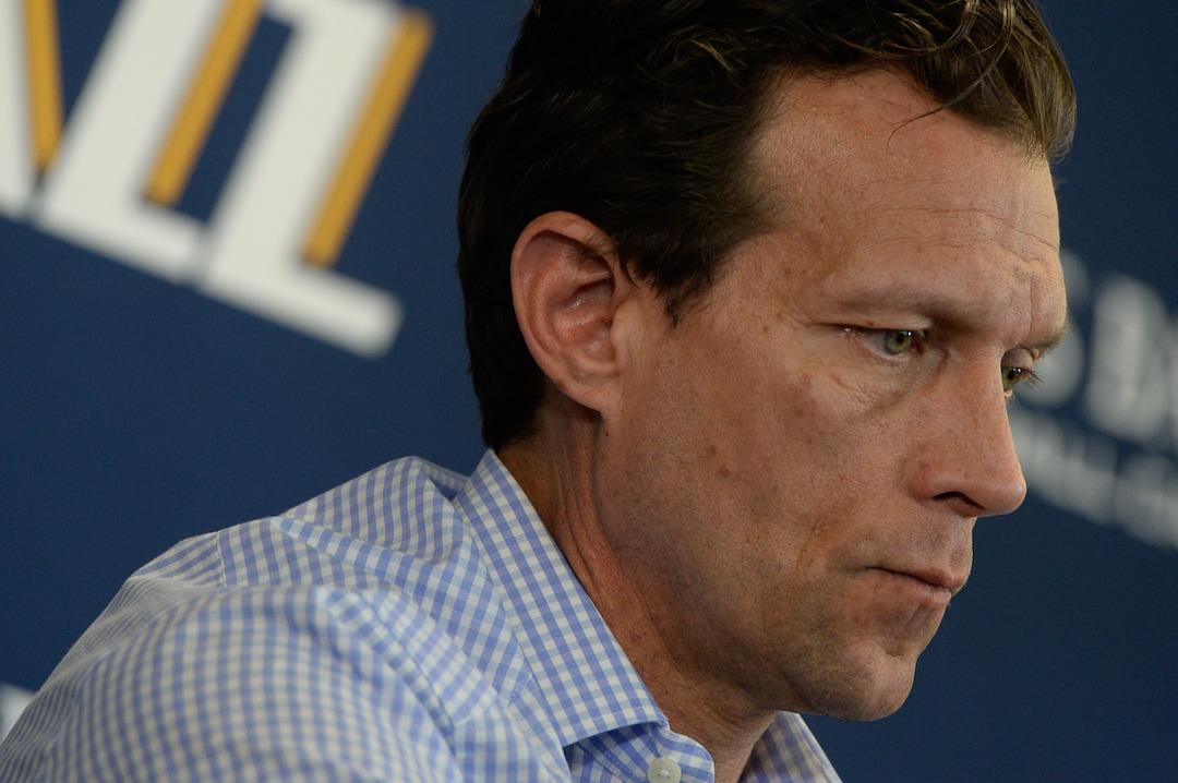 (Francisco Kjolseth  |  The Salt Lake Tribune)  Utah Jazz head coach Quin Snyder speaks with the media during exit interviews at their practice facility in Salt Lake City Wed., May 8, 2018, after losing to the Houston Rockets in game 5 of their Western Conference Semifinals during the 2018 NBA Playoffs.