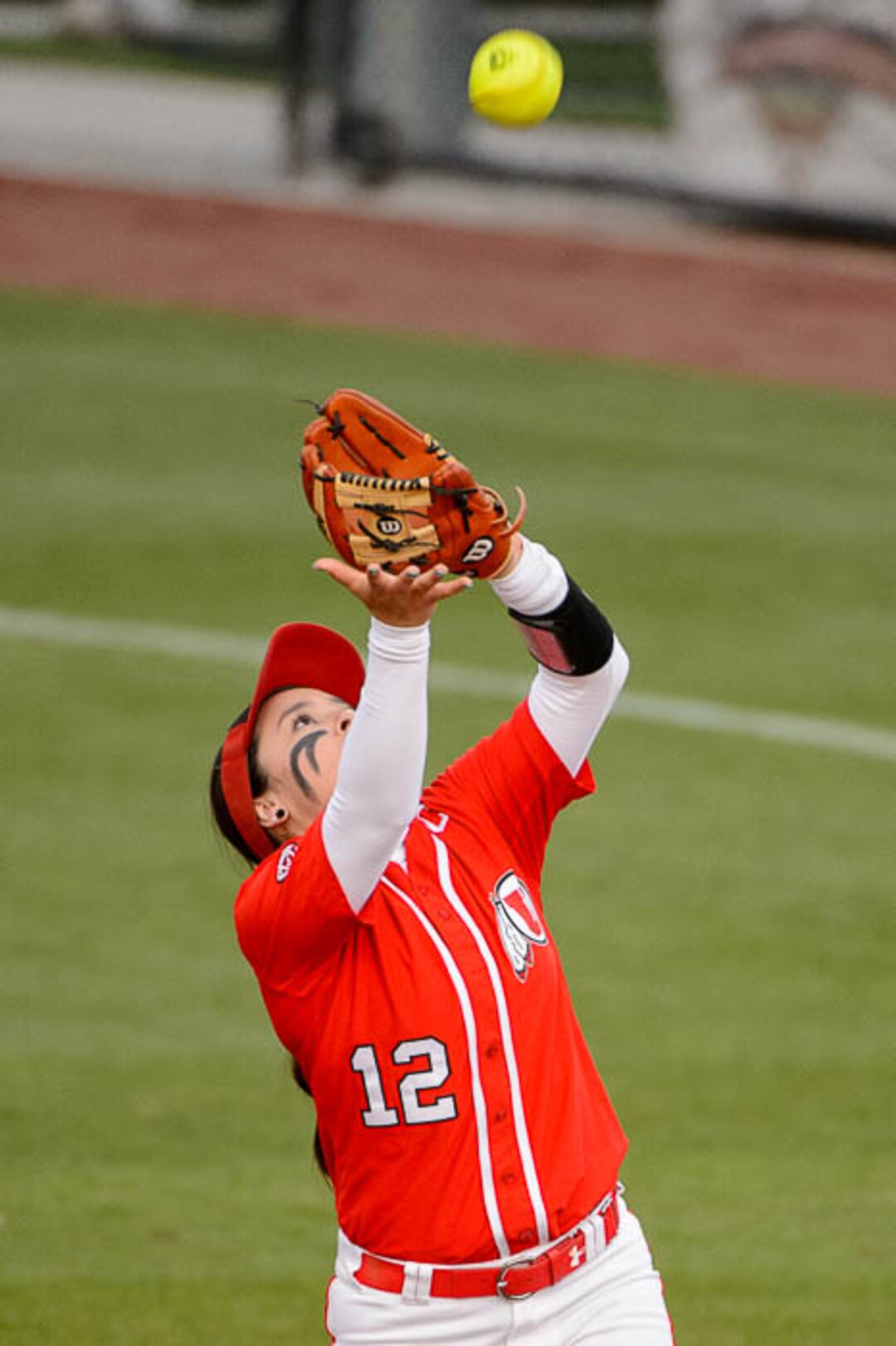 (Trent Nelson | The Salt Lake Tribune)  Utah Utes host the BYU Cougars, NCAA softball in Salt Lake City, Wednesday April 18, 2018. Utah infielder Breonna Castaneda (12).