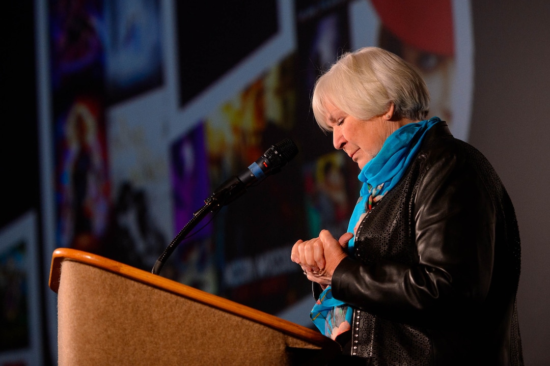 (Trent Nelson  |  The Salt Lake Tribune)Gail Miller speaks as Megaplex Theatres celebrates its 20th anniversary at an event at The District location in South Jordan on Thursday Nov. 14, 2019.