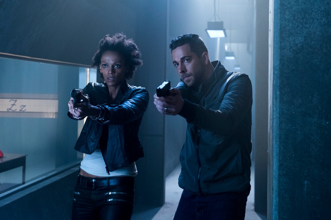 In this image released by NBC, Judith Shekoni portrays Joanne Collins, left, and Zachary Levi portrays Luke Collins in a scene from, "Heroes Reborn," premiering Thursday on NBC. (Christos Kalohoridis/NBC via AP)