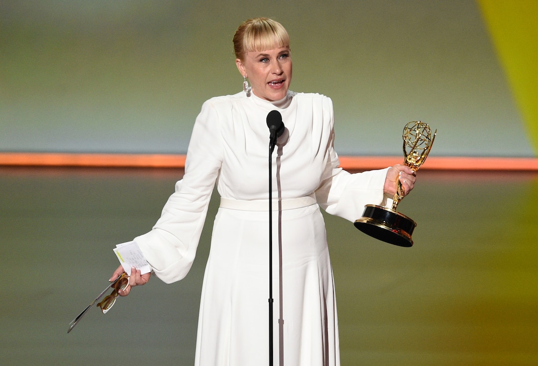 Patricia Arquette accepts the award for outstanding supporting actress in a limited series or movie for "The Act" at the 71st Primetime Emmy Awards on Sunday, Sept. 22, 2019, at the Microsoft Theater in Los Angeles. (Photo by Chris Pizzello/Invision/AP)