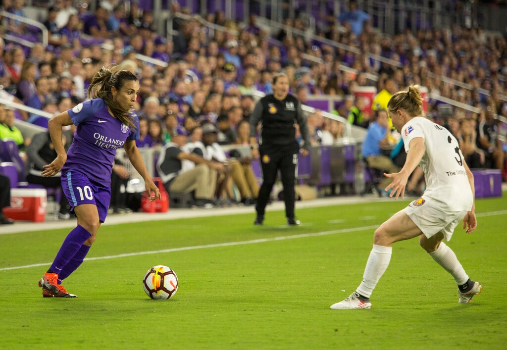 Orlando Pride Marta during the Orlando Pride vs Utah Royals NWSL match Saturday, March 24, 2018, at Orlando City Stadium in Orlando, Fla. (Justin Green/Orlando Sentinel via AP)