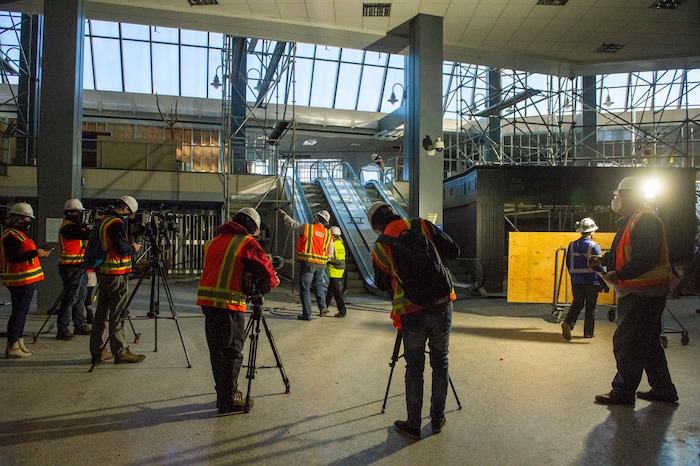 (Rick Egan | The Salt Lake Tribune)  The old Terminal 1 at the Salt Lake International Airport is prepared for demolition, to make way for the expansion of the new terminals, on Tuesday, Nov. 24, 2020.