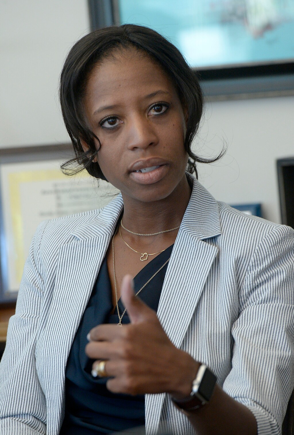 Al Hartmann  |  The Salt Lake TribuneUtah Fourth District Congresswoman Mia Love meets with Salt Lake Tribune's editorial boardTuesday August 30. 