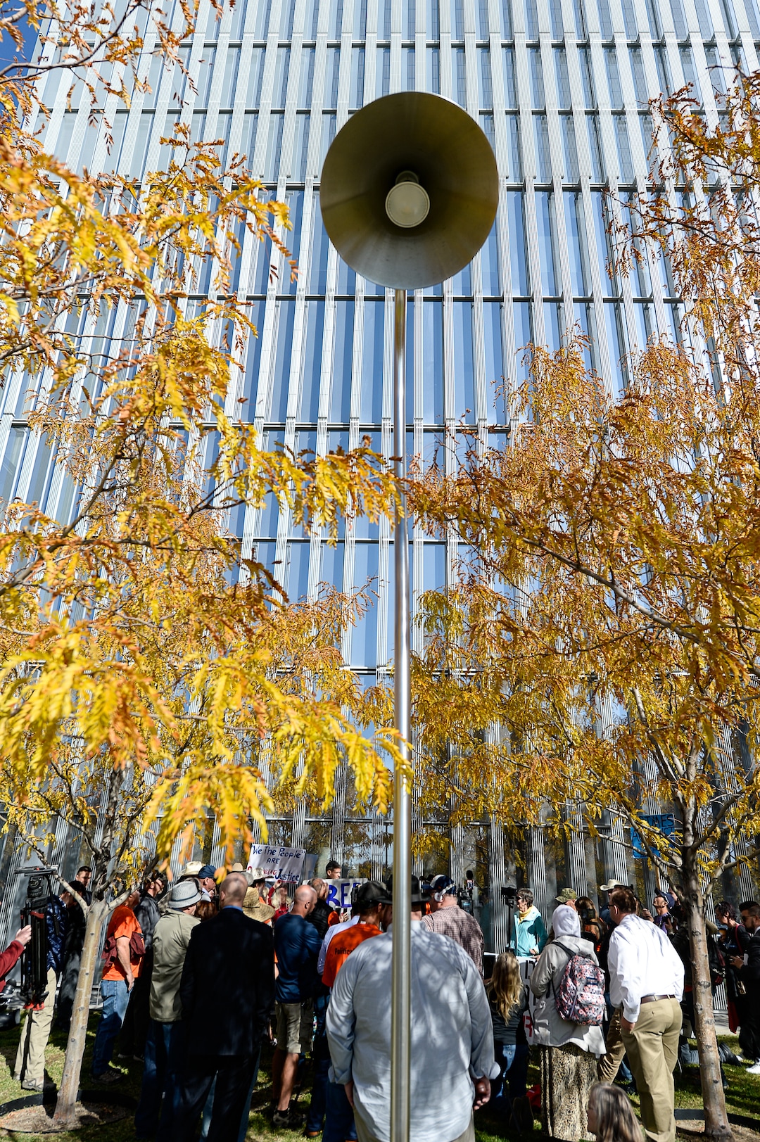 (Francisco Kjolseth  |  The Salt Lake Tribune)  Supporters of convicted fraudster Rick Koerber gather ahead of his court sentencing in Salt Lake City at the Federal Courthouse on Tuesday, Oct. 15, 2019, ending a nearly two decade white collar crime saga.