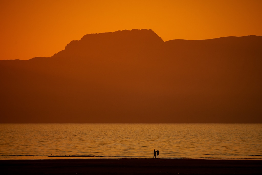 (Trent Nelson | The Salt Lake Tribune) Sunset on the shore of the Great Salt Lake on Friday, Sept. 6, 2024.