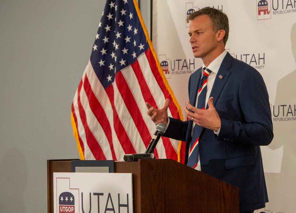 (Rick Egan | Tribune file photo)  Rep.-elect Blake Moore on Tuesday, Nov. 3, 2020.
