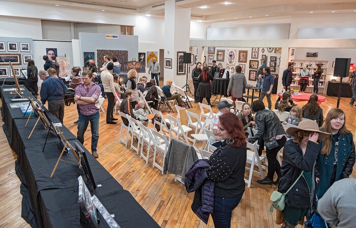 (Michael Mangum  |  Special to the Tribune) Patrons take in the scene at an art exhibition called Connect while votes are tallied for an art competition at the Urban Arts Gallery in Salt Lake City, UT on Friday, November 8th, 2019.