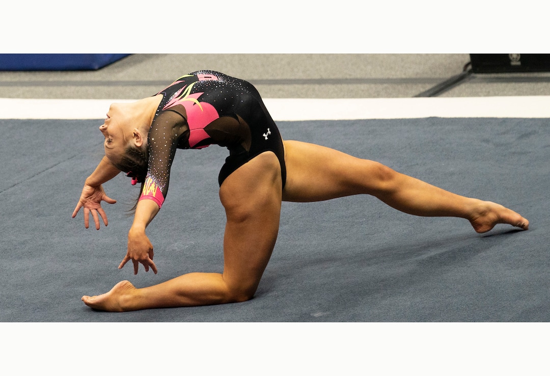 (Rick Egan | The Salt Lake Tribune) Jaylene Gilstrap performs on the floor, in PAC-12 gymnastics action Utah vs Arizona, at the Huntsman Center onSaturday, Jan. 23, 2021.