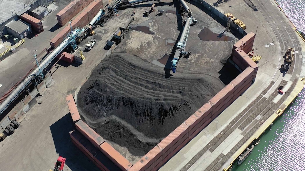(San Francisco Baykeeper) An aerial photo of the Levin-Richmond Terminal in Richmond, Calif. where Utah-produced coal is piled before being loaded on vessels bound for Japan. Coal will be phased out at this terminal by the end of 2026. At a proposed terminal under development in nearby Oakland, however, coal shipments remain on the table after an agreement between the city of Oakland and port developers fell apart. The issue could be resolved in a lawsuit set for trial in July.