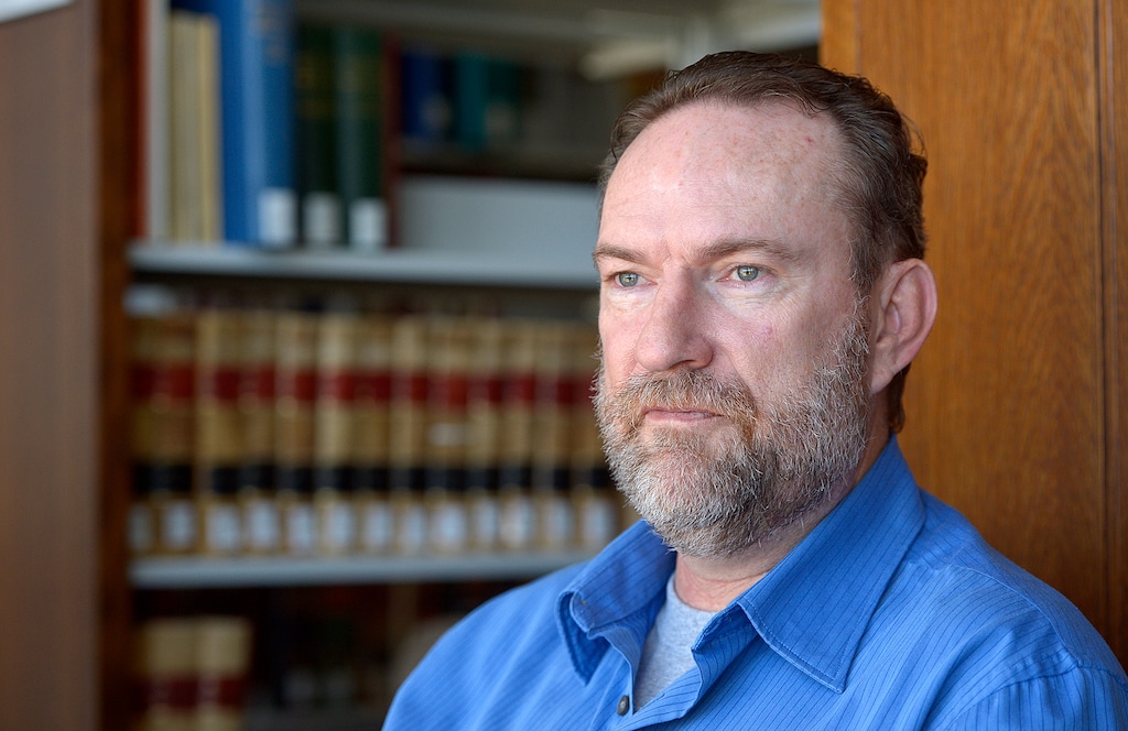 (Chris Samuels | The Salt Lake Tribune) Christopher Wickham speaks about his wrongful sexual assault conviction and story at the S.J. Quinney College of Law at the University of Utah in Salt Lake City, Sept. 13, 2019. Wickham was deemed factually innocent by the state of Utah and was paid reparations after spending nearly 15 years in prison.
