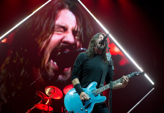 (Leah Hogsten  |  The Salt Lake Tribune)  The Foo Fighters rock the crowd at Vivint Smart Home Arena to debut their latest studio album, "Concrete and Gold" in Salt Lake City, December 12, 2017.