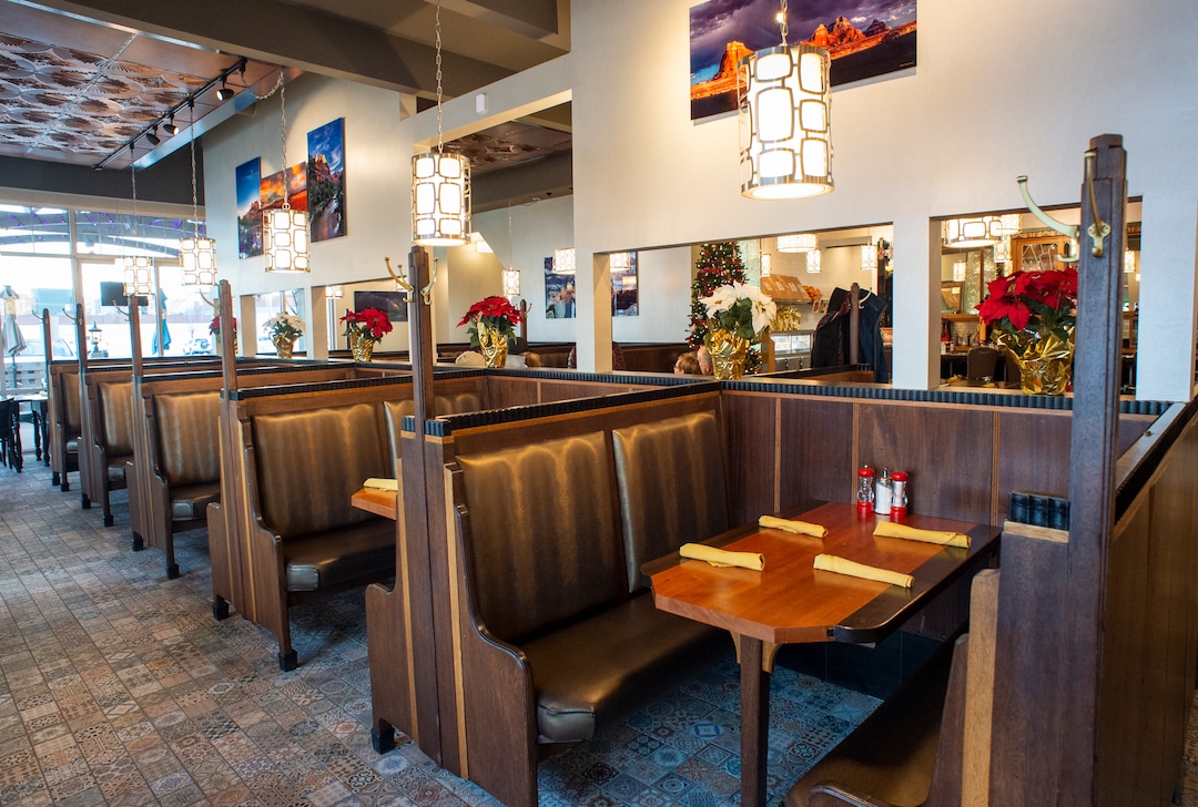 (Rick Egan  |  The Salt Lake Tribune)  Tru Religion Pancake & Steakhouse, which opened recently in Orem, features the reupholstered booths from Salt Lake City's iconic Lambs Grill. Friday, Dec. 28, 2018.
