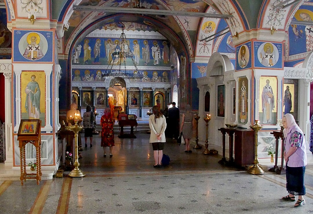 (Michael Stack  |  Special to The Salt Lake Tribune) Parishioners attend vespers in Russian Orthodox Church of the Beheading of John the Baptist in Moscow.