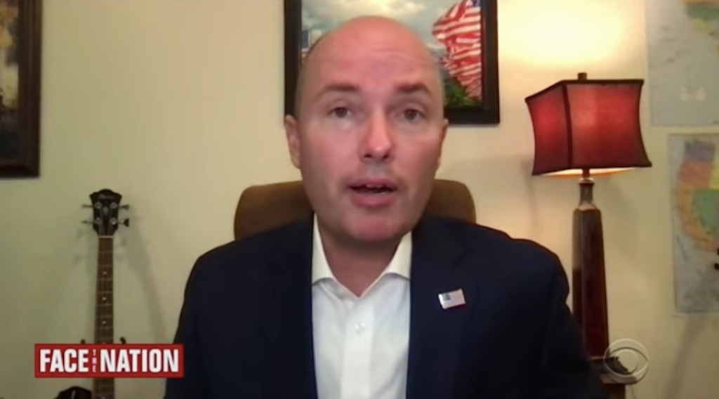 (CBS) Utah Gov. Spencer Cox speaks during an episode of "Face the Nation" on CBS on Sunday morning.
