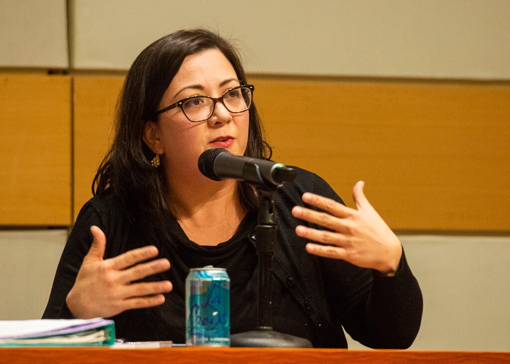(Rick Egan  |  Tribune file photo)  Daisy Thomas comments as she and candidates for the Utah Democratic Party Chair, Becky Moss, Jeff Marchant and  Robert Comstock face each other in a debate with moderators Eric Biggart and Sasha Luks-Morgan, hosted by the Issue and Identity Caucuses of the Utah Democratic Party at the Salt Lake City public library, June 6, 2019.