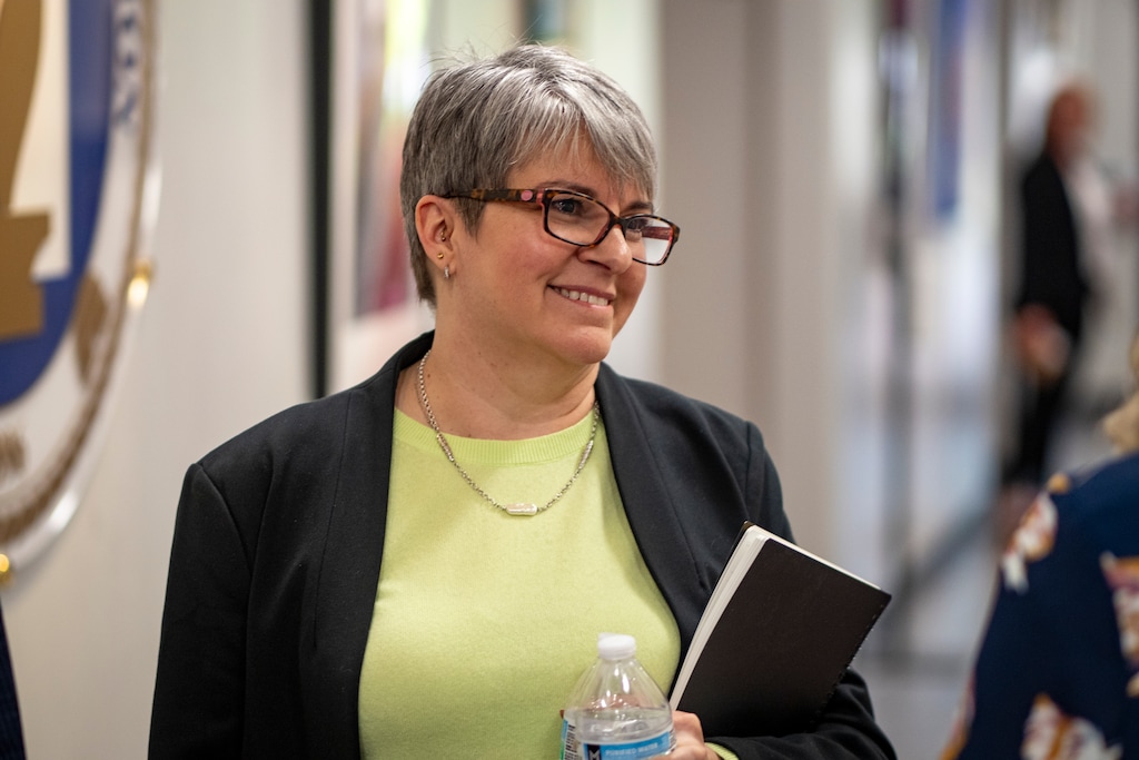 (Rick Egan | The Salt Lake Tribune)  Molly Hart at the Utah State Board of Education for interviews for the new state superintendent on Wednesday, May 21, 2025. Hart was selected for the role later that evening.

