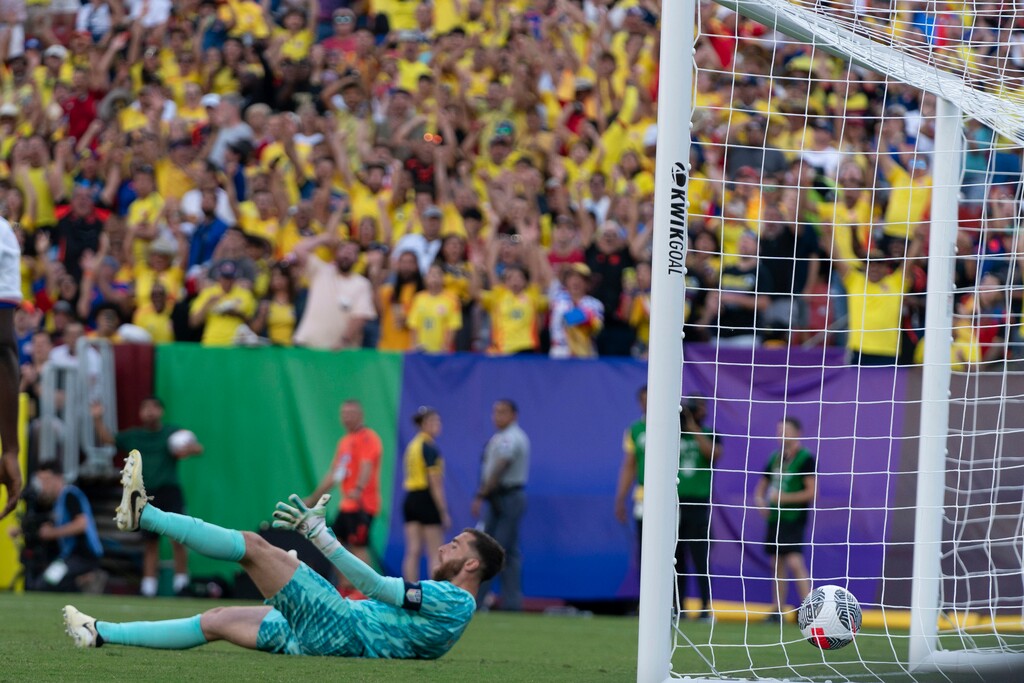 (Jose Luis Magana | AP) United States' goalkeeper Matt Turner is defeated by Colombia's defender Richard Rios in the second half of an international friendly soccer match against Colombia at Commanders Field, Saturday, June 8, 2024, in Landover, Md.