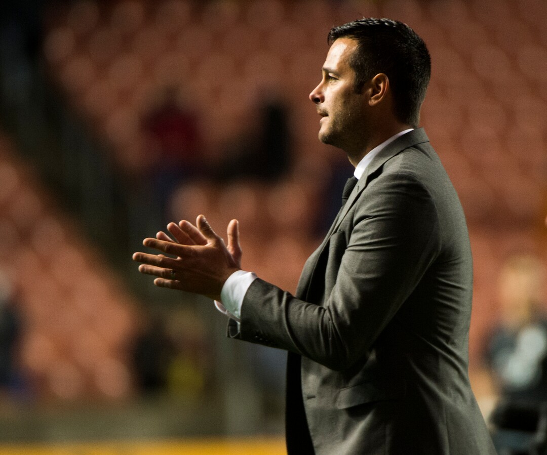 Rick Egan  |  The Salt Lake Tribune)        Real Salt Lake head coach Jeff Cassar, claps for the crowd, after after Real Salt Lake defeated Vancouver Whitecaps 2-0, in MLS action at Rio Tinto Stadium, Saturday, April 7, 2018.