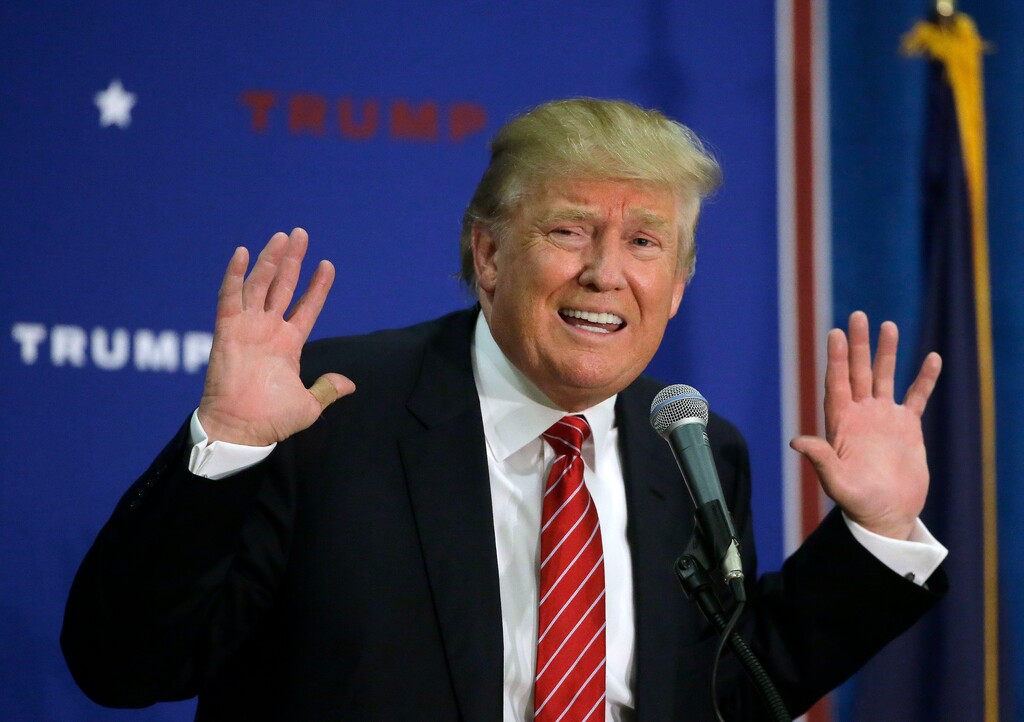 In this Sept. 30, 2015, photo, Republican presidential candidate, businessman Donald Trump talks during a campaign stop in Keene, N.H. After seven years of the political drama known as "Obamacare," you might think voters would be tired of big ideas for revamping health care. If so, the presidential candidates seem to have missed the memo. Trump says his replacement plan would be different. Hed make sure everybody in the country is covered, something not even Obama accomplishes. Trump says hed make a deal with hospitals, and most people would still have private coverage.  (AP Photo/Steven Senne)