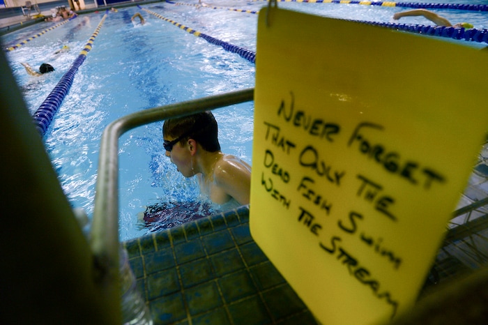 (Leah Hogsten | The Salt Lake Tribune) Members of the Pirate Swim Club, the oldest swim club in the state, perfect their craft during practice on a Tuesday evening. Cyprus High School has grown and changed since the gym and what may be the state's oldest operating indoor pool were constructed in 1955. A new school is in the works, badly needed to accommodate a growing population on the west side's close-knit community, where long-time fans show up no matter how good or bad the Pirates are.