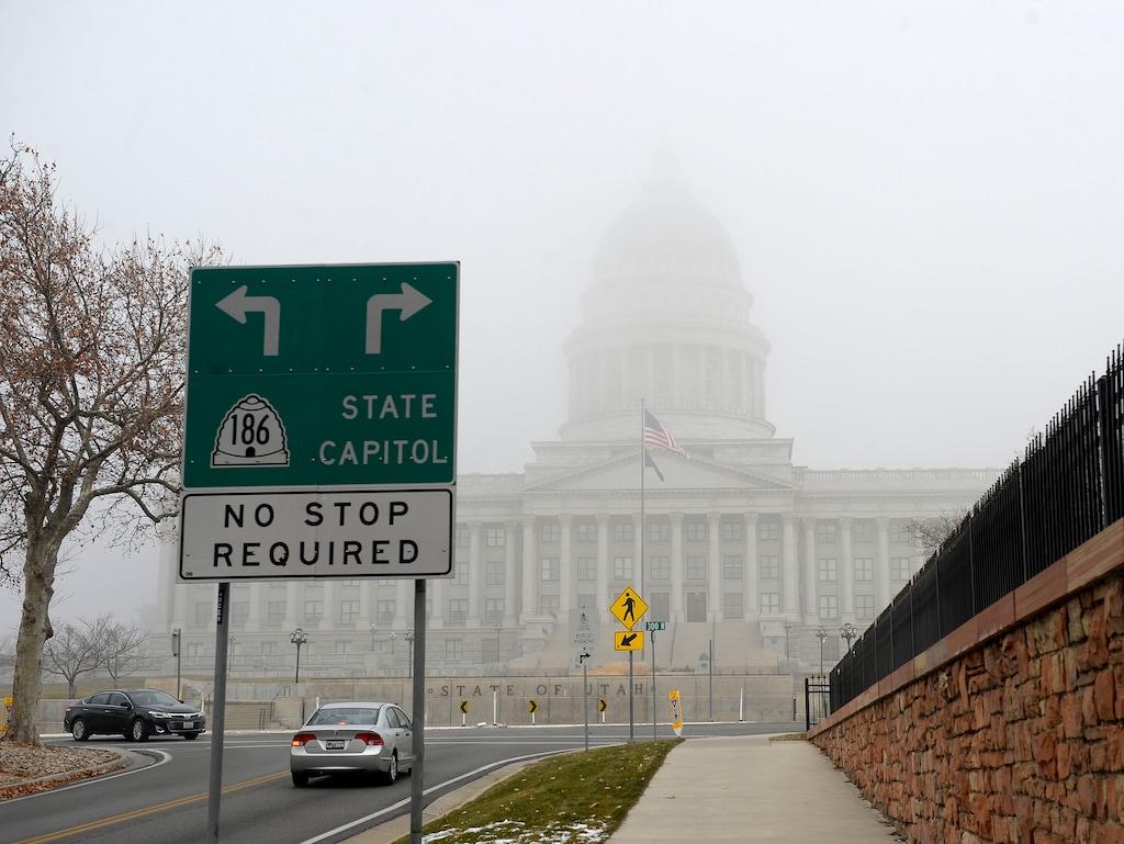 (Al Hartmann  |  The Salt Lake Tribune) 	
Utah State Capitol fades from a one-half block distance Monday, Dec. 11, 2017.