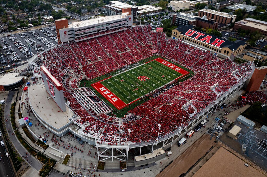 (Rick Egan | The Salt Lake Tribune) The Utah Utes play Cal Poly at Rice-Eccles Stadium, on Saturday Sept. 6, 2025.
