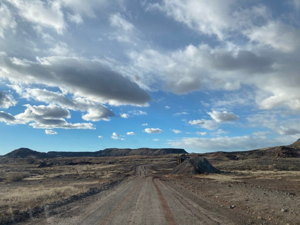 (Gwen Dilworth) An abandoned structure sits along a dirt road in the Yellow Cat Mining District area.
