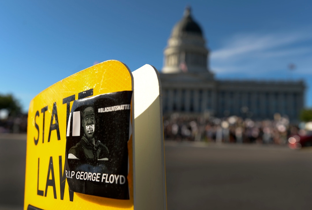 (Leah Hogsten  |  The Salt Lake Tribune) The Party for Socialism and Liberation Salt Lake walks from the Utah Capitol to the Wallace Bennett Federal Building to join forces with another protest group Salt Lake Equal Rights Movement, June 9, 2020. 
