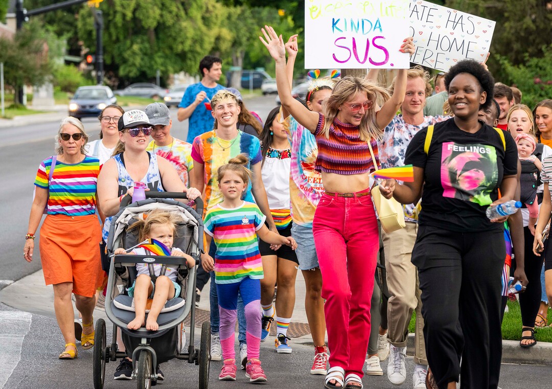 (Rick Egan | The Salt Lake Tribune) BYU students, friends and allies join in a Pride March from Joaquin Park to Kiwanis Park,  in Provo, on Monday, June 28, 2021.