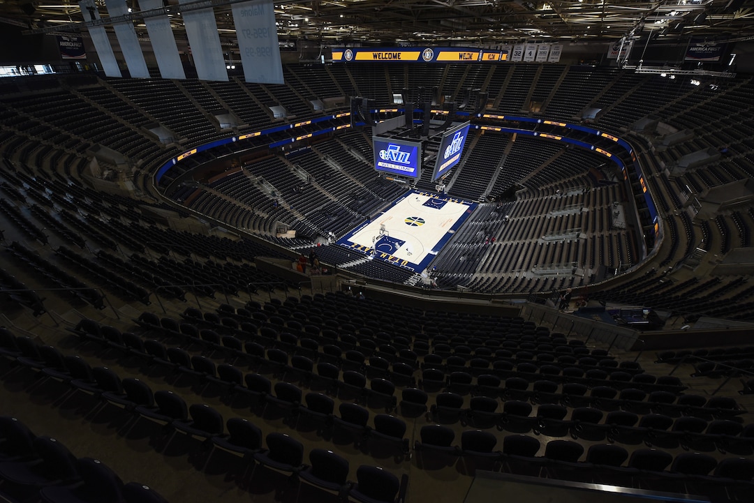 (Francisco Kjolseth  |  The Salt Lake Tribune)  The Jazz unveil renovations for the arena, starting with the J-Note statue and then offering self-guided tours of the venue on Tuesday, Sept. 26, 2017. The arena features new seats, new concourse areas, new anchor restaurants and open spaces for more social experiences at Jazz games and events.