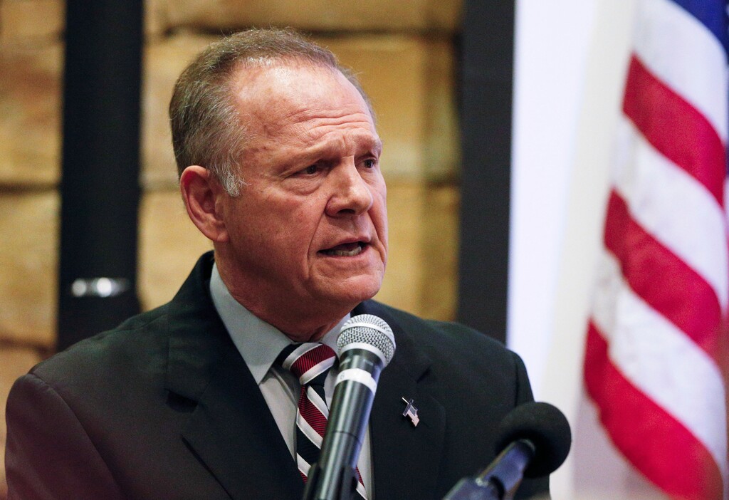 Former Alabama Chief Justice and U.S. Senate candidate Roy Moore speaks at an event at the Vestavia Hills Public library, Saturday, Nov. 11, 2017, in Birmingham, Ala. According to a Thursday, Nov. 9 Washington Post story an Alabama woman said Moore made inappropriate advances and had sexual contact with her when she was 14. Moore has denied the allegations. (AP Photo/Brynn Anderson)