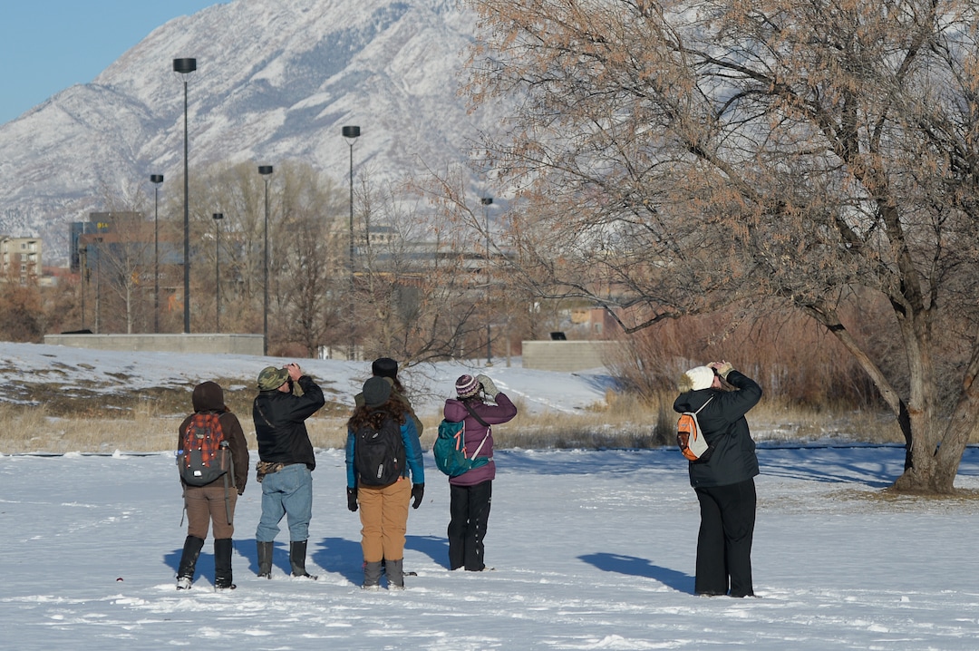 (Francisco Kjolseth  |  The Salt Lake Tribune)  A group of Audubon members walk a long stretch of the Jordan River from Bangerter Highway to South Jordan on New Year's Day counting birds as part of the annual survey, now its 119th year, done by multiple members across Utah.