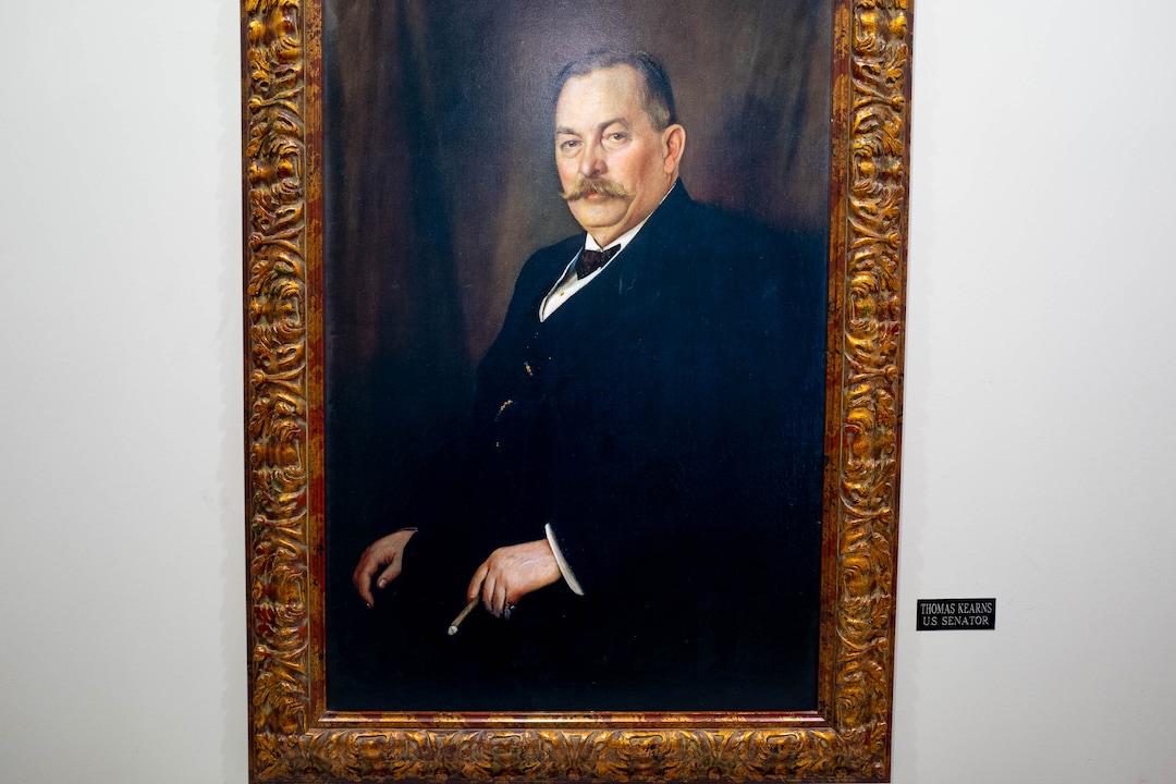 (Trent Nelson  |  The Salt Lake Tribune) 
A portrait of Thomas Kearns in the lobby of the Kearns Building in Salt Lake City on Wednesday, Nov. 20, 2019. Hines, the global real estate firm that owns the Kearns Building, has launched a $25 million renovation of the 108-year-old building at 136 South Main Street.