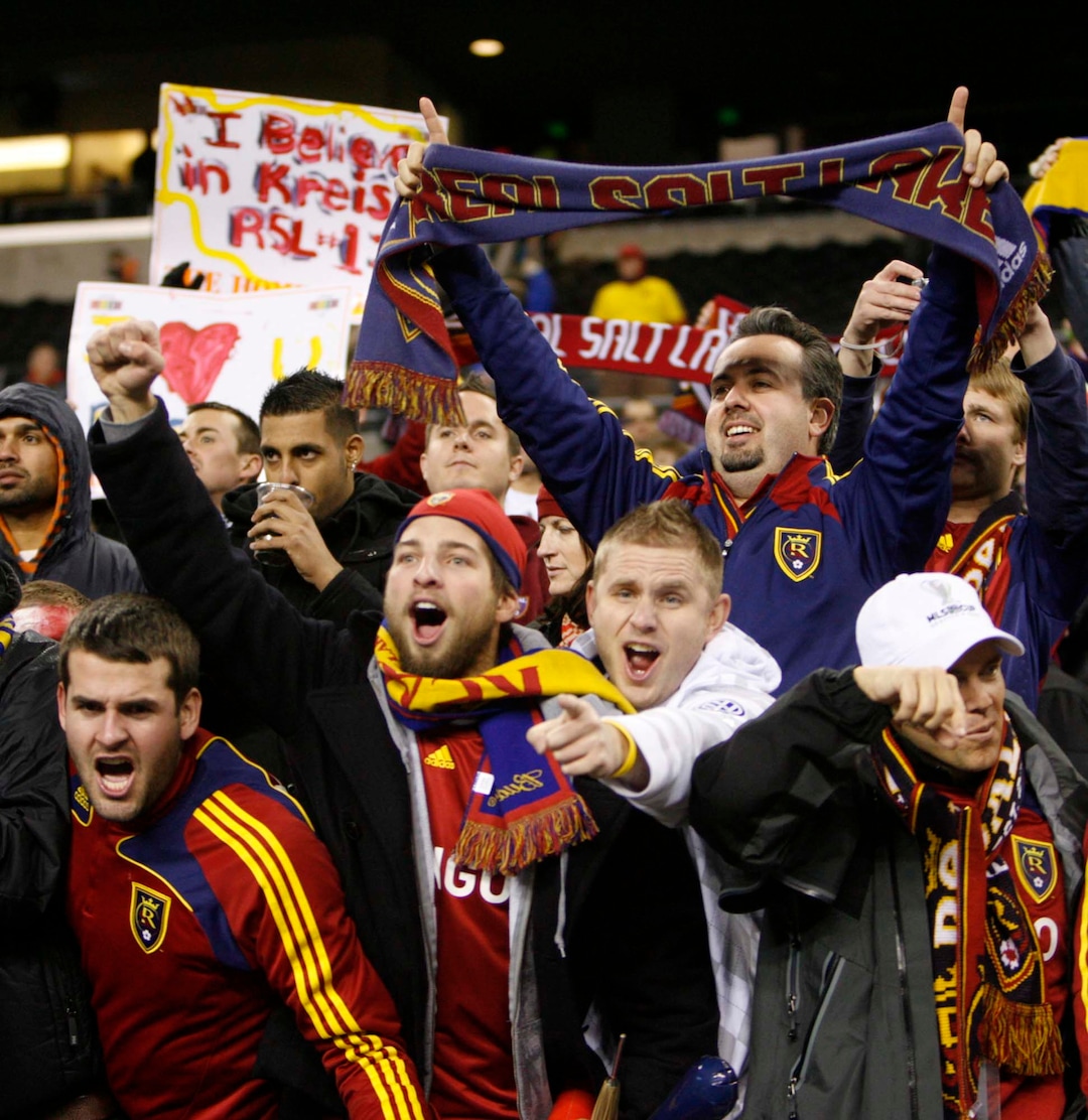 (Trent Nelson  |  Tribune file photo) RSL fans celebrate beating LA Galaxy in the MLS Cup Sunday, November 22 2009 at Qwest Field in Seattle.